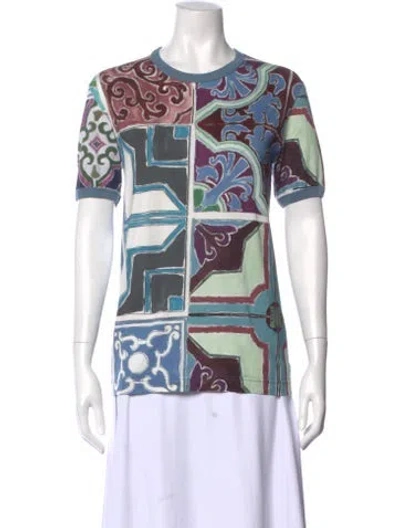 Pre-owned Dolce & Gabbana Patterned Crew Neck T-shirt In Multi