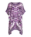 Dolce & Gabbana Kaftano In Twill Stampa Maiolica In Purple