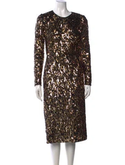 Pre-owned Dolce & Gabbana Patterned Knee-length Dress In Gold
