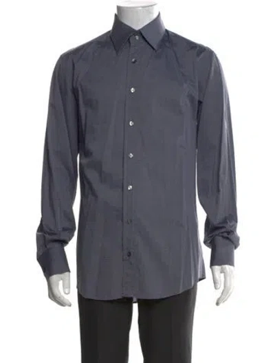 Pre-owned Dolce & Gabbana Patterned Long Sleeve Dress Shirt In Blue