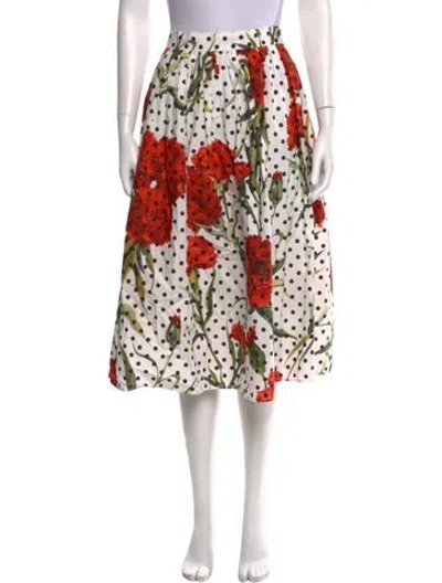 Pre-owned Dolce & Gabbana Patterned Midi Length Skirt In White