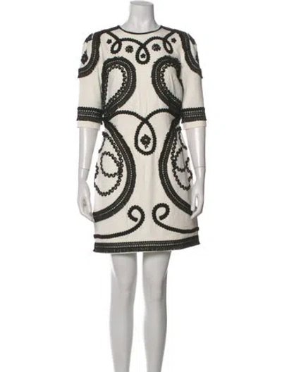 Pre-owned Dolce & Gabbana Patterned Mini Dress In White