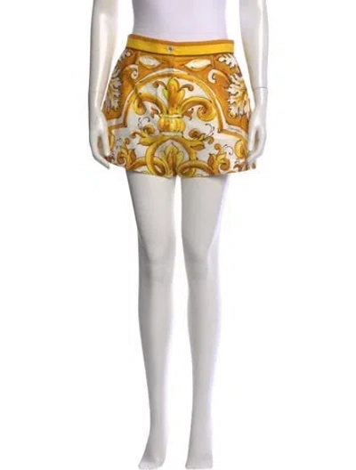 Pre-owned Dolce & Gabbana Patterned Mini Shorts In White