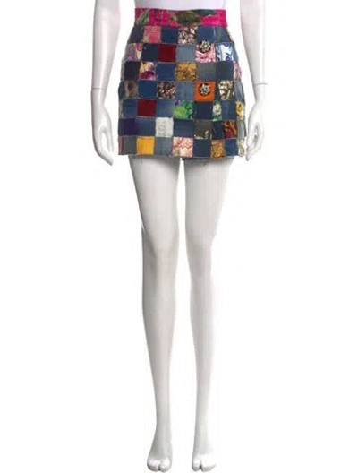 Pre-owned Dolce & Gabbana Patterned Mini Skirt In Black