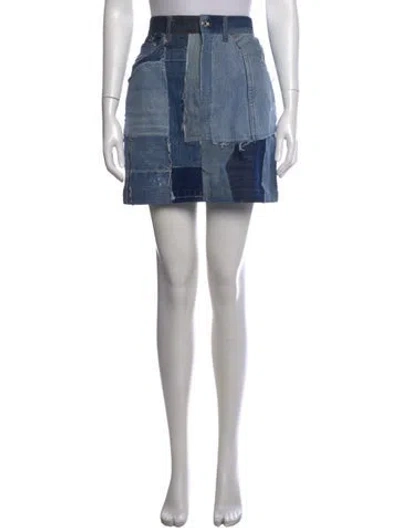 Pre-owned Dolce & Gabbana Patterned Mini Skirt In Blue