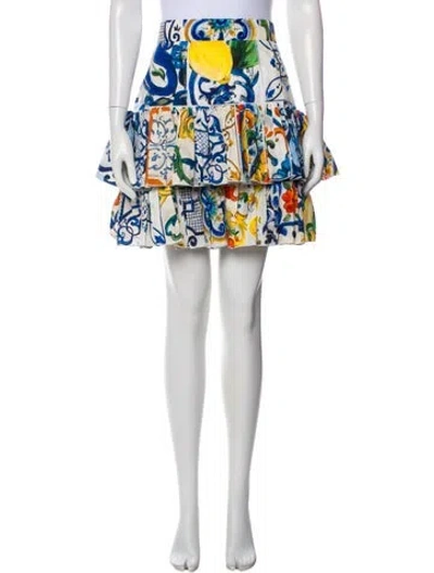Pre-owned Dolce & Gabbana Patterned Mini Skirt In Neutral