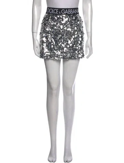 Pre-owned Dolce & Gabbana Patterned Mini Skirt In Silver