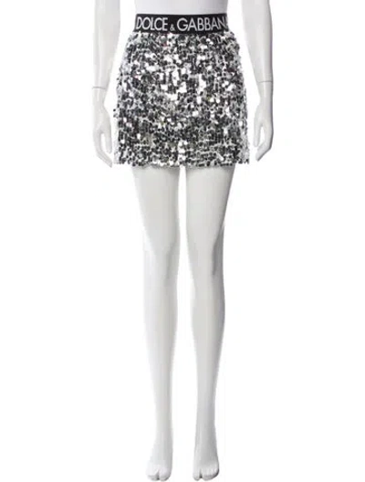 Pre-owned Dolce & Gabbana Patterned Mini Skirt In Silver