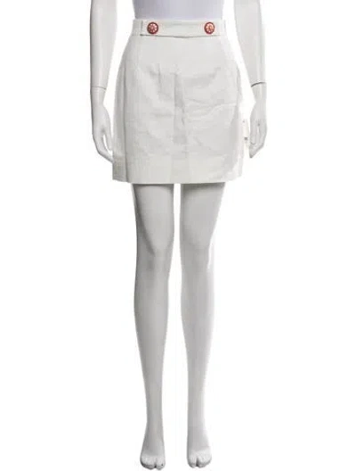 Pre-owned Dolce & Gabbana Patterned Mini Skirt W/ Tags In White