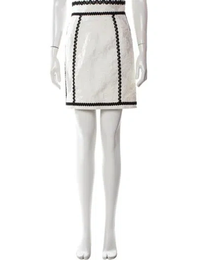 Pre-owned Dolce & Gabbana Patterned Mini Skirt In White