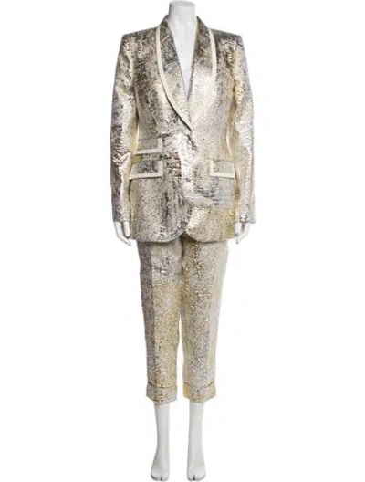 Pre-owned Dolce & Gabbana Patterned Pantsuit W/ Tags In Neutrals