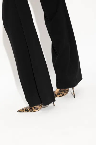 Dolce & Gabbana Printed Polished Calfskin Pumps In Brown