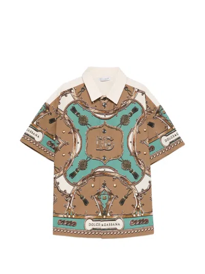 Dolce & Gabbana Kids' Patterned Shirt In Brown