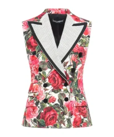 Dolce & Gabbana Patterned Shortsleeve Blazer In Red