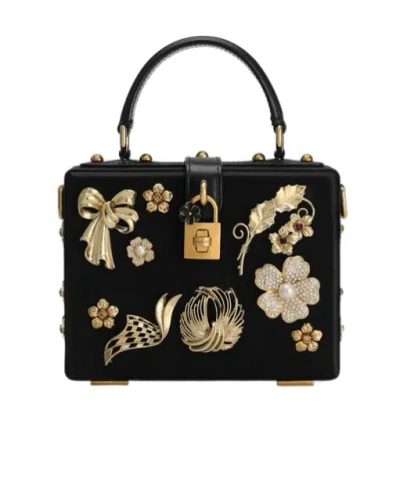 Dolce & Gabbana Patterned Shoulder Bag In Black