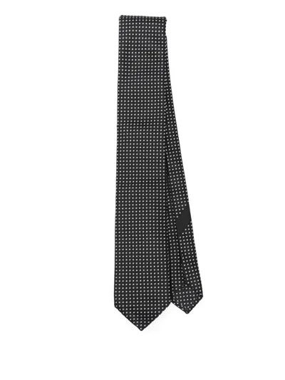Dolce & Gabbana Patterned Silk Tie In Black