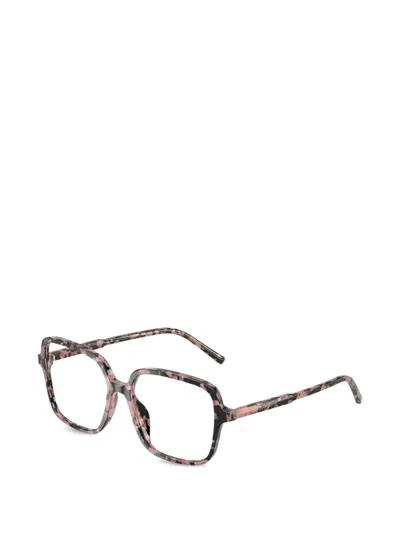 Dolce & Gabbana Patterned Square-frame Glasses In Black