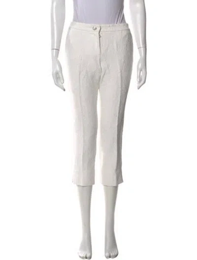 Pre-owned Dolce & Gabbana Patterned Straight Leg Pants In White