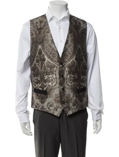 Pre-owned Dolce & Gabbana Patterned Suit Vest In Brown