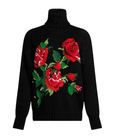 Dolce & Gabbana Patterned Sweater In Black