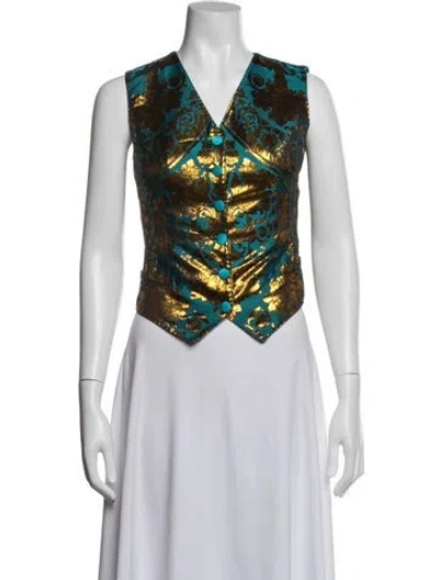 Pre-owned Dolce & Gabbana Patterned Vest In White