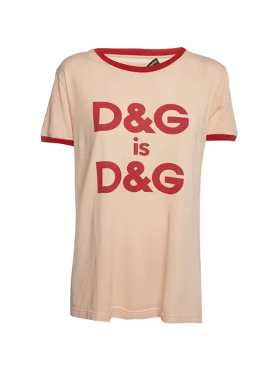 Pre-owned Dolce & Gabbana Peach Logo-graphic T-shirt In Pink