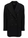 Dolce & Gabbana Oversize Double-breasted Wool Baize Jacket In Black