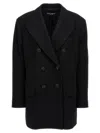 Dolce & Gabbana Oversize Double-breasted Wool Baize Jacket In Black