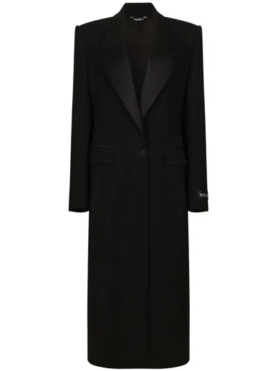 Dolce & Gabbana Black Slim Single-breasted Coat In Wool Blend
