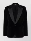 Dolce & Gabbana Peak Lapel Tuxedo Velvet Jacket With Padded Shoulders In Black