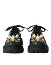 Dolce & Gabbana Pearl And Stud Embellished Leather Derby Flat In Multi