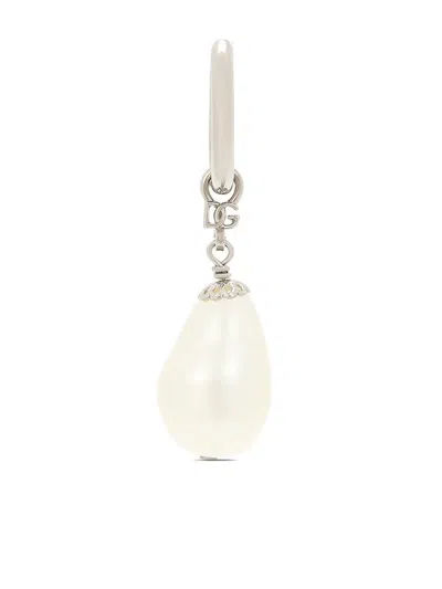 Dolce & Gabbana Pearl-drop Earring In Silver