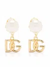 Dolce & Gabbana Earrings With Dg Logo And Pearl In Metallic