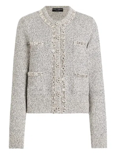 Dolce & Gabbana Cardigan Mit Perlen In Gray