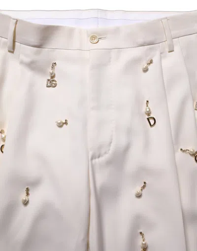 Dolce & Gabbana Pearl-embellished Wool Suit In White