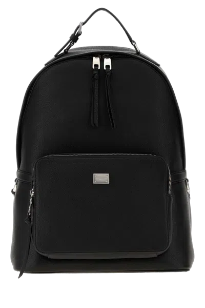 Dolce & Gabbana Pebbled Calf Backpack In Black