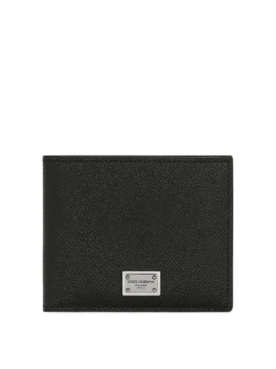 Dolce & Gabbana Bi-fold Wallet With Logo Plaque In Black