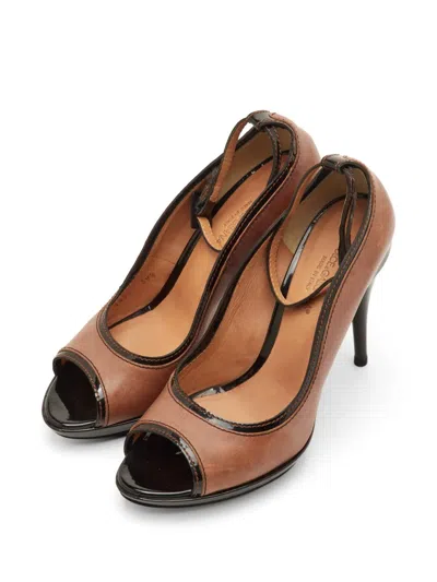 Pre-owned Dolce & Gabbana Peep-toe Platform Pumps In Brown