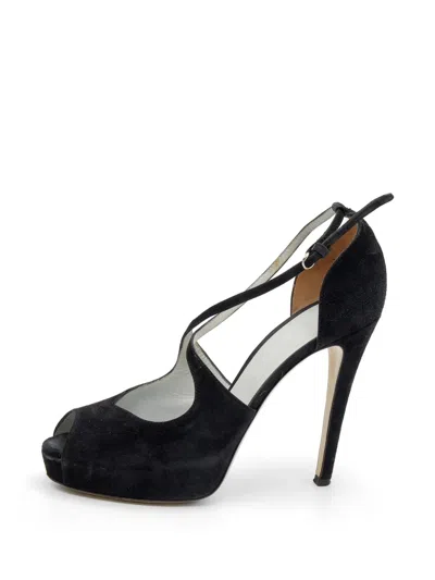 Pre-owned Dolce & Gabbana Peep-toe Platform Sandals In Black