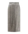 Dolce & Gabbana High-waisted Textured Midi Pencil Skirt In Gray