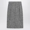 Dolce & Gabbana High Waist Knee-length Speckled Wool Skirt In Gray