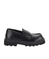 Dolce & Gabbana Brushed Leather Penny Loafers In Black