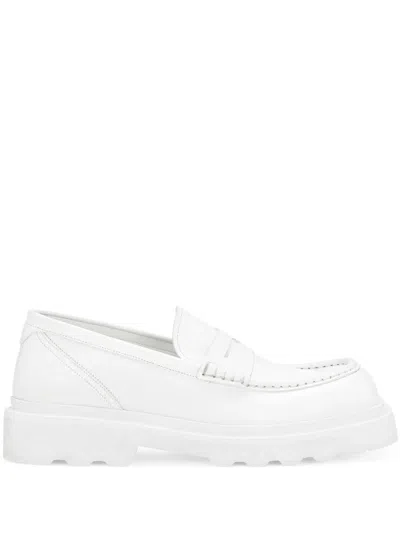 Dolce & Gabbana Penny-slot Leather Loafers In White