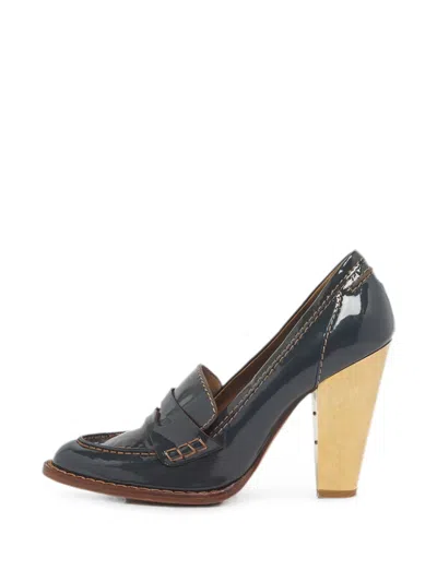 Pre-owned Dolce & Gabbana Penny-strap Loafer Pumps In Blue
