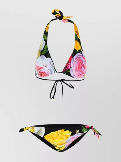 Dolce & Gabbana 'peonie' Polyamide Blend Bikini In Black