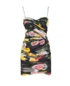 Dolce & Gabbana Floral Printed Spaghetti Strap Mini Dress In Peonie/rosa F.nero