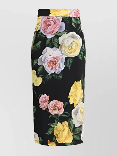 DOLCE & GABBANA PEONY AND ROSE PATTERNED SKIRT