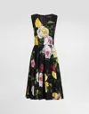 Dolce & Gabbana Peony And Rose-print Cady Midi Dress With Circle Skirt In Print