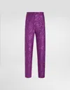 Dolce & Gabbana Peony-motif Brocade Trousers In Purple