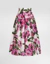 Dolce & Gabbana Womens Peonie Fuxia F.bco Floral-print Cotton Midi Skirt In Print
